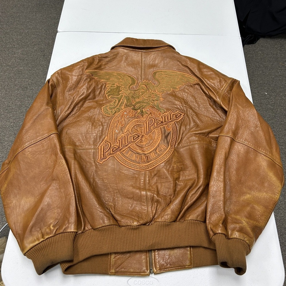 Pelle Pelle Leather Bomber Jacket Mens 48 Brown Marc Buchanan Eagle Vintage E2